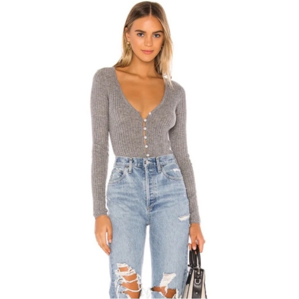 Lovers and Friends Baxter Fairy Grunge Ribbed Pearl Buttons Preppy Cardigan